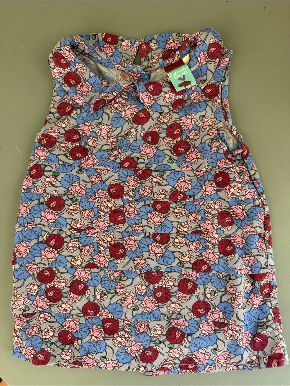 Matilda Jane Floral Mock-Neck Tank Top - Red, Pink, Blue